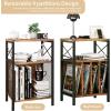 image3Tier Record Player Stand Vinyl Record Storage Turntables for Vinyl Records Record Player Table Holds Up to 200 Albums MidCentury Turntable Stand for Living Room Bedroom OfficeBlack
