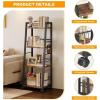 image4 Tier Kitchen Storage Cart with Lockable Wheels ampamp 6 Hooks Mobile Utility Organizer Rolling Cart for Small Spaces Bar Cart for Kitchen and Living Room Rustic Brown4 Tier