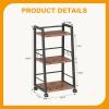 image4 Tier Kitchen Storage Cart with Lockable Wheels ampamp 6 Hooks Mobile Utility Organizer Rolling Cart for Small Spaces Bar Cart for Kitchen and Living Room Rustic Brown3 Tier