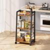 image4 Tier Kitchen Storage Cart with Lockable Wheels ampamp 6 Hooks Mobile Utility Organizer Rolling Cart for Small Spaces Bar Cart for Kitchen and Living Room Rustic Brown3 Tier