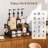 imageCoffee Syrup Organizer Rack 2Tier Bottle Holder Stand with K Cup Storage Drawer for Coffee bar Coffee Bar Accessories Wine Rack Storage Shelves for Syrup