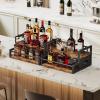 imageCoffee Syrup Organizer Rack 2Tier Bottle Holder Stand with K Cup Storage Drawer for Coffee bar Coffee Bar Accessories Wine Rack Storage Shelves for Syrup