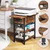 imageEnd Table with Charging Station Flip Top Nightstand with USB Ports and OutletsCouch Side Table with Fabric Bag and Hooks Bedside Table for Space Saving Living Room Bedroom Rustic BrownRustic Brown