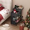 imageEnd Table with Charging Station Flip Top Nightstand with USB Ports and OutletsCouch Side Table with Fabric Bag and Hooks Bedside Table for Space Saving Living Room Bedroom Rustic BrownBlack
