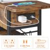 imageEnd Table with Charging Station Flip Top Nightstand with USB Ports and OutletsCouch Side Table with Fabric Bag and Hooks Bedside Table for Space Saving Living Room Bedroom Rustic BrownRustic Brown