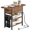 imageEnd Table with Charging Station Flip Top Nightstand with USB Ports and OutletsCouch Side Table with Fabric Bag and Hooks Bedside Table for Space Saving Living Room Bedroom Rustic BrownRustic Brown