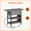 imageEnd Table with Charging Station Flip Top Nightstand with USB Ports and OutletsCouch Side Table with Fabric Bag and Hooks Bedside Table for Space Saving Living Room Bedroom Rustic BrownGrey