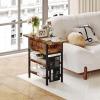 imageEnd Table with Charging Station Flip Top Nightstand with USB Ports and OutletsCouch Side Table with Fabric Bag and Hooks Bedside Table for Space Saving Living Room Bedroom Rustic BrownRustic Brown