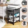 imageEnd Table with Charging Station Flip Top Nightstand with USB Ports and OutletsCouch Side Table with Fabric Bag and Hooks Bedside Table for Space Saving Living Room Bedroom Rustic BrownGrey