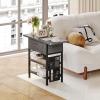 imageEnd Table with Charging Station Flip Top Nightstand with USB Ports and OutletsCouch Side Table with Fabric Bag and Hooks Bedside Table for Space Saving Living Room Bedroom Rustic BrownGrey