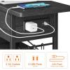 imageEnd Table with Charging Station Flip Top Nightstand with USB Ports and OutletsCouch Side Table with Fabric Bag and Hooks Bedside Table for Space Saving Living Room Bedroom Rustic BrownBlack