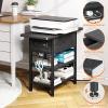 imageEnd Table with Charging Station Flip Top Nightstand with USB Ports and OutletsCouch Side Table with Fabric Bag and Hooks Bedside Table for Space Saving Living Room Bedroom Rustic BrownBlack