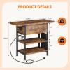 imageEnd Table with Charging Station Flip Top Nightstand with USB Ports and OutletsCouch Side Table with Fabric Bag and Hooks Bedside Table for Space Saving Living Room Bedroom Rustic BrownRustic Brown