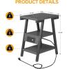 imageEnd Table with Charging Station Small Side Tables with Lucky 7 Metal Shape 3Tier Nightstand with Outlets and USB Ports Adjustable Leveling Feet side Table for Living Room Bedroom Rustic BrownGrey