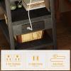 imageEnd Table with Charging Station Small Side Tables with Lucky 7 Metal Shape 3Tier Nightstand with Outlets and USB Ports Adjustable Leveling Feet side Table for Living Room Bedroom Rustic BrownGrey