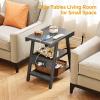 imageEnd Table with Charging Station Small Side Tables with Lucky 7 Metal Shape 3Tier Nightstand with Outlets and USB Ports Adjustable Leveling Feet side Table for Living Room Bedroom Rustic BrownGrey