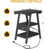 imageEnd Table with Charging Station Small Side Tables with Lucky 7 Metal Shape 3Tier Nightstand with Outlets and USB Ports Adjustable Leveling Feet side Table for Living Room Bedroom Rustic BrownBlack