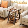 imageEnd Table with Charging Station Small Side Tables with Lucky 7 Metal Shape 3Tier Nightstand with Outlets and USB Ports Adjustable Leveling Feet side Table for Living Room Bedroom Rustic BrownRustic Brown