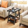 imageEnd Table with Charging Station Small Side Tables with Lucky 7 Metal Shape 3Tier Nightstand with Outlets and USB Ports Adjustable Leveling Feet side Table for Living Room Bedroom Rustic BrownBlack