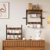 imageHomeiju 14Hook Large Coffee Mug Holder for CountertopWall Mounted4 Tier Coffee Cup Holder with Top ampamp Bottom Storage ShelfAdjustable Hook ampamp ShelvesMug Tree for Home BarCoffee StationBrown