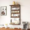 imageHomeiju 14Hook Large Coffee Mug Holder for CountertopWall Mounted4 Tier Coffee Cup Holder with Top ampamp Bottom Storage ShelfAdjustable Hook ampamp ShelvesMug Tree for Home BarCoffee StationBrown