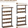 imageHomeiju 14Hook Large Coffee Mug Holder for CountertopWall Mounted4 Tier Coffee Cup Holder with Top ampamp Bottom Storage ShelfAdjustable Hook ampamp ShelvesMug Tree for Home BarCoffee StationBrown