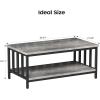 imageHomeiju Coffee Table for Living Room with Slatted Sides Frame Modern Farmhouse Living Room Table with 2Tier Storage Shelf for Home Office Apartment 39 inch Grey WashGrey Wash