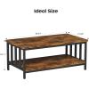 imageHomeiju Coffee Table for Living Room with Slatted Sides Frame Modern Farmhouse Living Room Table with 2Tier Storage Shelf for Home Office Apartment 39 inch Grey WashRustic Brown