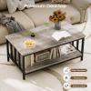 imageHomeiju Coffee Table for Living Room with Slatted Sides Frame Modern Farmhouse Living Room Table with 2Tier Storage Shelf for Home Office Apartment 39 inch Grey WashGrey Wash