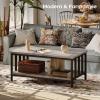imageHomeiju Coffee Table for Living Room with Slatted Sides Frame Modern Farmhouse Living Room Table with 2Tier Storage Shelf for Home Office Apartment 39 inch Grey WashGrey Wash