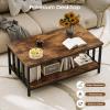 imageHomeiju Coffee Table for Living Room with Slatted Sides Frame Modern Farmhouse Living Room Table with 2Tier Storage Shelf for Home Office Apartment 39 inch Grey WashRustic Brown