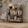 imageHomeiju Console Table 315quot Width 3Tier Entryway Table with Storage Industrial Sofa Table with Open Shelves Foyer Tables for Entryway Hallway Kitchen Living Room and Bedroom Rustic BrownRustic Brown