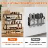 imageHomeiju Hanging Shoe Organizer2 Pack Wall Mounted Shoe Rack Holds 12 PairsSpace Saving Metal Wall Shoe RackHanging Shoe Rack Shoe Holder for Small SpaceEntrywayClosetRVCamperBlackBlack