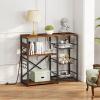 imageHomeiju Kitchen Island Bakers Rack with Power Outlet Microwave Stand Coffee Bar with 3 Removable Wire Baskets Kitchen Storage Rack with 6 SHooks for Spices Pots and Pans  Rustic Brown