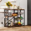 imageHomeiju Kitchen Island Bakers Rack with Power Outlet Microwave Stand Coffee Bar with 3 Removable Wire Baskets Kitchen Storage Rack with 6 SHooks for Spices Pots and Pans  Rustic Brown