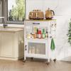 imageHomeiju Kitchen Island Cart Kitchen Storage Cart with Drawer Microwaves Stand Coffee Cart Rolling Kitchen Cabinet Cart with Hooks for Kitchen Dining RoomWhite
