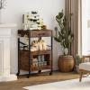 imageHomeiju Kitchen Island Cart Kitchen Storage Cart with Drawer Microwaves Stand Coffee Cart Rolling Kitchen Cabinet Cart with Hooks for Kitchen Dining RoomBlack and Brown