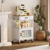 imageHomeiju Kitchen Island Cart Kitchen Storage Cart with Drawer Microwaves Stand Coffee Cart Rolling Kitchen Cabinet Cart with Hooks for Kitchen Dining RoomWhite