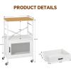 imageHomeiju Kitchen Island Cart Kitchen Storage Cart with Drawer Microwaves Stand Coffee Cart Rolling Kitchen Cabinet Cart with Hooks for Kitchen Dining RoomWhite