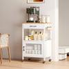 imageHomeiju Kitchen Island Cart Kitchen Storage Cart with Drawer Microwaves Stand Coffee Cart Rolling Kitchen Cabinet Cart with Hooks for Kitchen Dining RoomWhite