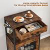 imageHomeiju Kitchen Island Cart Kitchen Storage Cart with Drawer Microwaves Stand Coffee Cart Rolling Kitchen Cabinet Cart with Hooks for Kitchen Dining RoomBlack and Brown