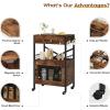 imageHomeiju Kitchen Island Cart Kitchen Storage Cart with Drawer Microwaves Stand Coffee Cart Rolling Kitchen Cabinet Cart with Hooks for Kitchen Dining RoomBlack and Brown