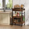 imageHomeiju Kitchen Island Cart Kitchen Storage Cart with Drawer Microwaves Stand Coffee Cart Rolling Kitchen Cabinet Cart with Hooks for Kitchen Dining RoomBlack and Brown