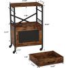 imageHomeiju Kitchen Island Cart Kitchen Storage Cart with Drawer Microwaves Stand Coffee Cart Rolling Kitchen Cabinet Cart with Hooks for Kitchen Dining RoomBlack and Brown