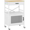 imageHomeiju Kitchen Island Cart Kitchen Storage Cart with Drawer Microwaves Stand Coffee Cart Rolling Kitchen Cabinet Cart with Hooks for Kitchen Dining RoomWhite