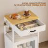 imageHomeiju Kitchen Island Cart Kitchen Storage Cart with Drawer Microwaves Stand Coffee Cart Rolling Kitchen Cabinet Cart with Hooks for Kitchen Dining RoomWhite