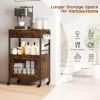 imageHomeiju Kitchen Island Cart Kitchen Storage Cart with Drawer Microwaves Stand Coffee Cart Rolling Kitchen Cabinet Cart with Hooks for Kitchen Dining RoomBlack and Brown