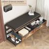 imageHomeiju Shoe Bench 3 Tier Entryway Bench Shoe Storage Bench with Padded Seating ampamp Drawers 355 Metal Entryway Foyer Hallway Bench Vintage BrownWith Cusion and 2 Drawers