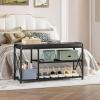 imageHomeiju Shoe Bench 3 Tier Entryway Bench Shoe Storage Bench with Padded Seating ampamp Drawers 355 Metal Entryway Foyer Hallway Bench Vintage BrownWith Cusion and Bootstorage