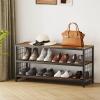 imageHomeiju Shoe Bench 3 Tier Entryway Bench Shoe Storage Bench with Padded Seating ampamp Drawers 355 Metal Entryway Foyer Hallway Bench Vintage BrownWith Wood Shelf